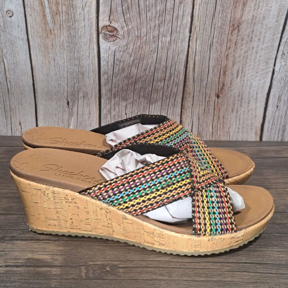Skechers Beverlee Delighted Relaxed Step Luxe Foam Wedge Sandals Women's 9 - Picture 3 of 8